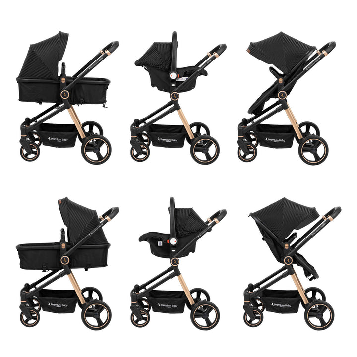 Coche Bebé Moises Aston Lineas Premium Baby Collection Negro