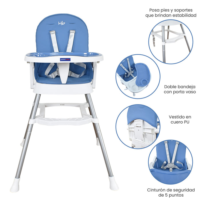Silla Comedor Bebe Lyra Happy Baby Azul
