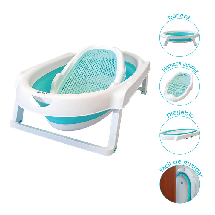 Bañera Bebe Plegable Portatil Suiza Priori Verde