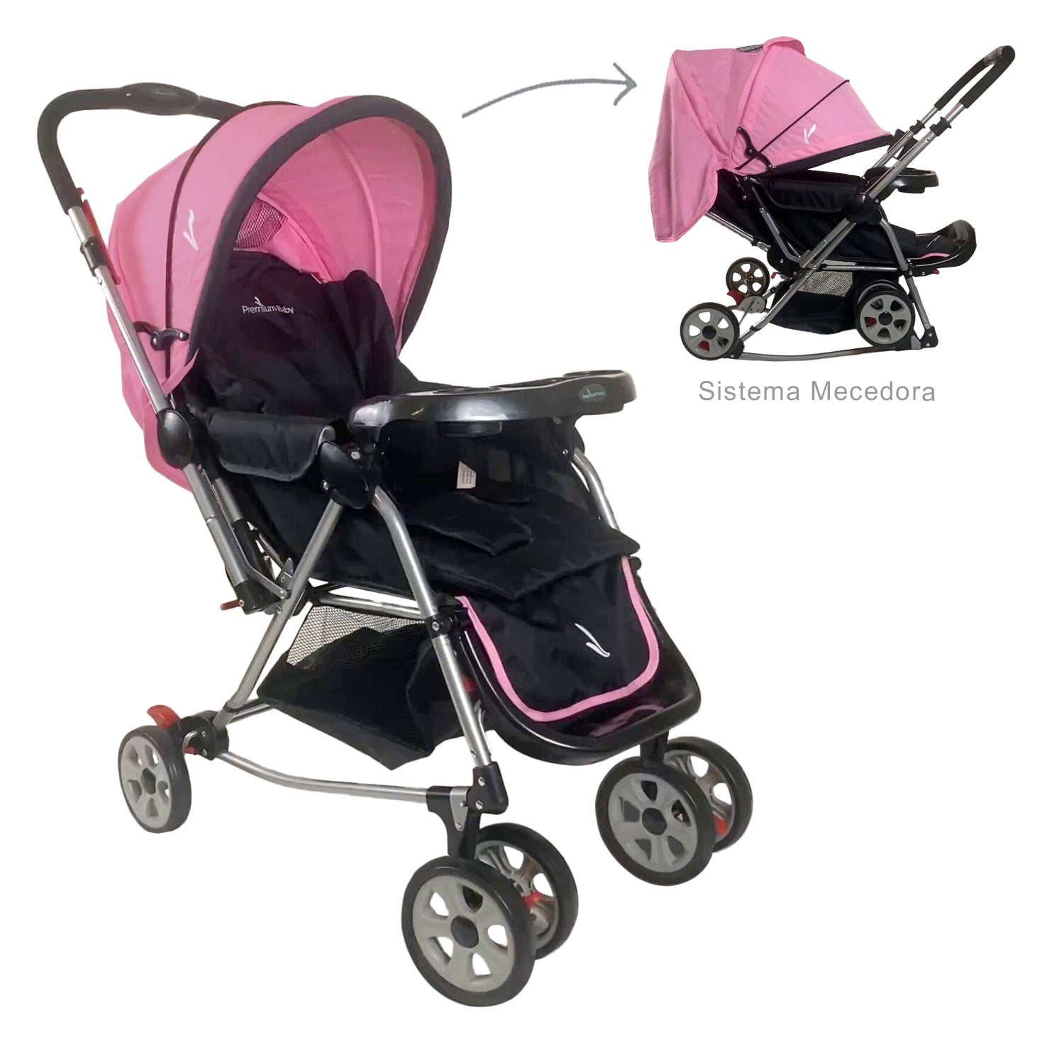 Coche Mecedora Bebe Balance Premium Baby Rosa