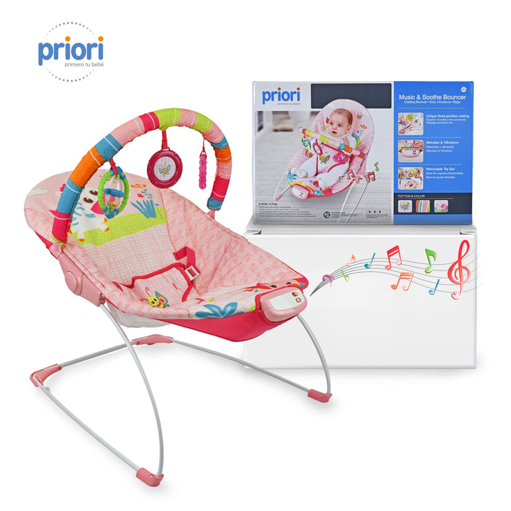 Silla Bouncer Bebé Musical PB2001 Priori Rosa