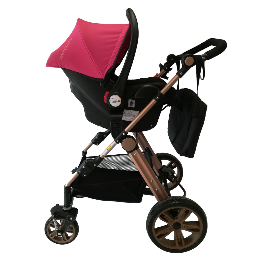 Coche Bebe Moises Alizze Happy Baby Rosa