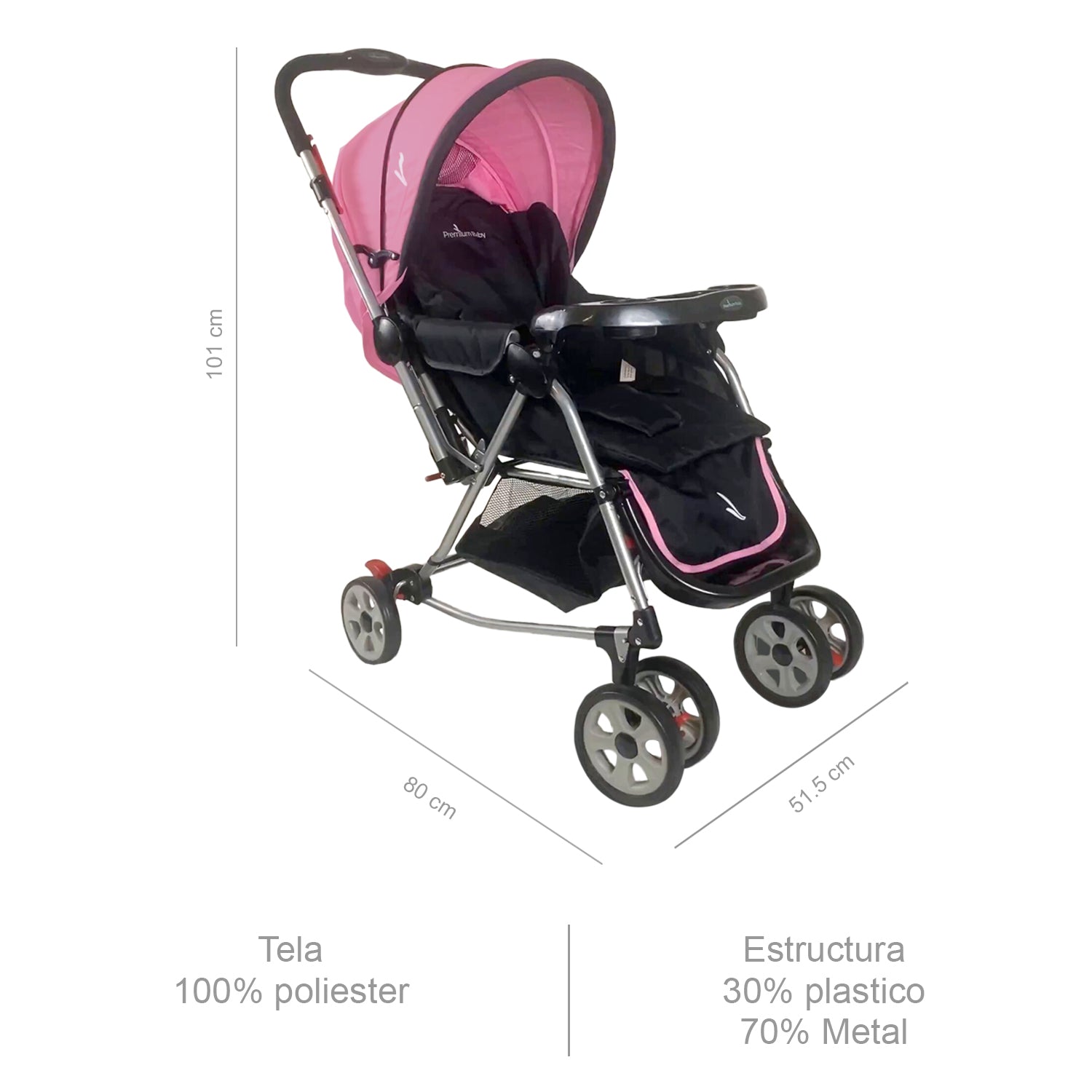 Coche Mecedora Bebe Balance Premium Baby Rosa