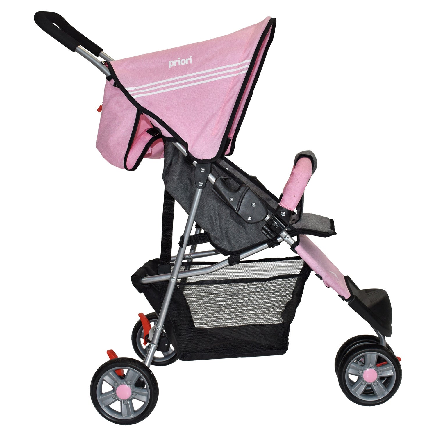Coche Bebe Priori Tres Ruedas Liviano+Pañalera Jogger Rosa