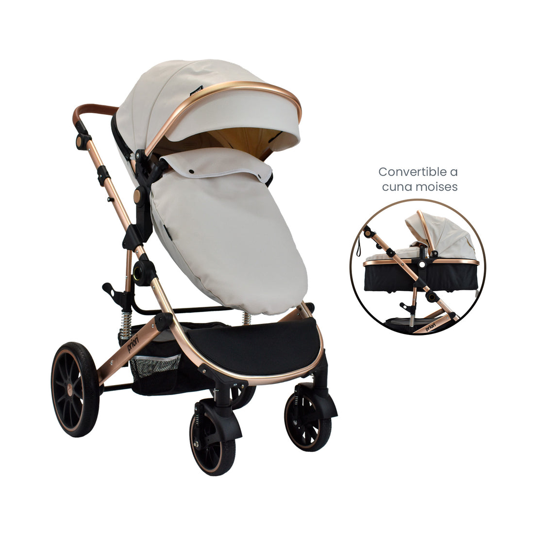 Coche Bebé Moises Milo Priori Blanco Gris