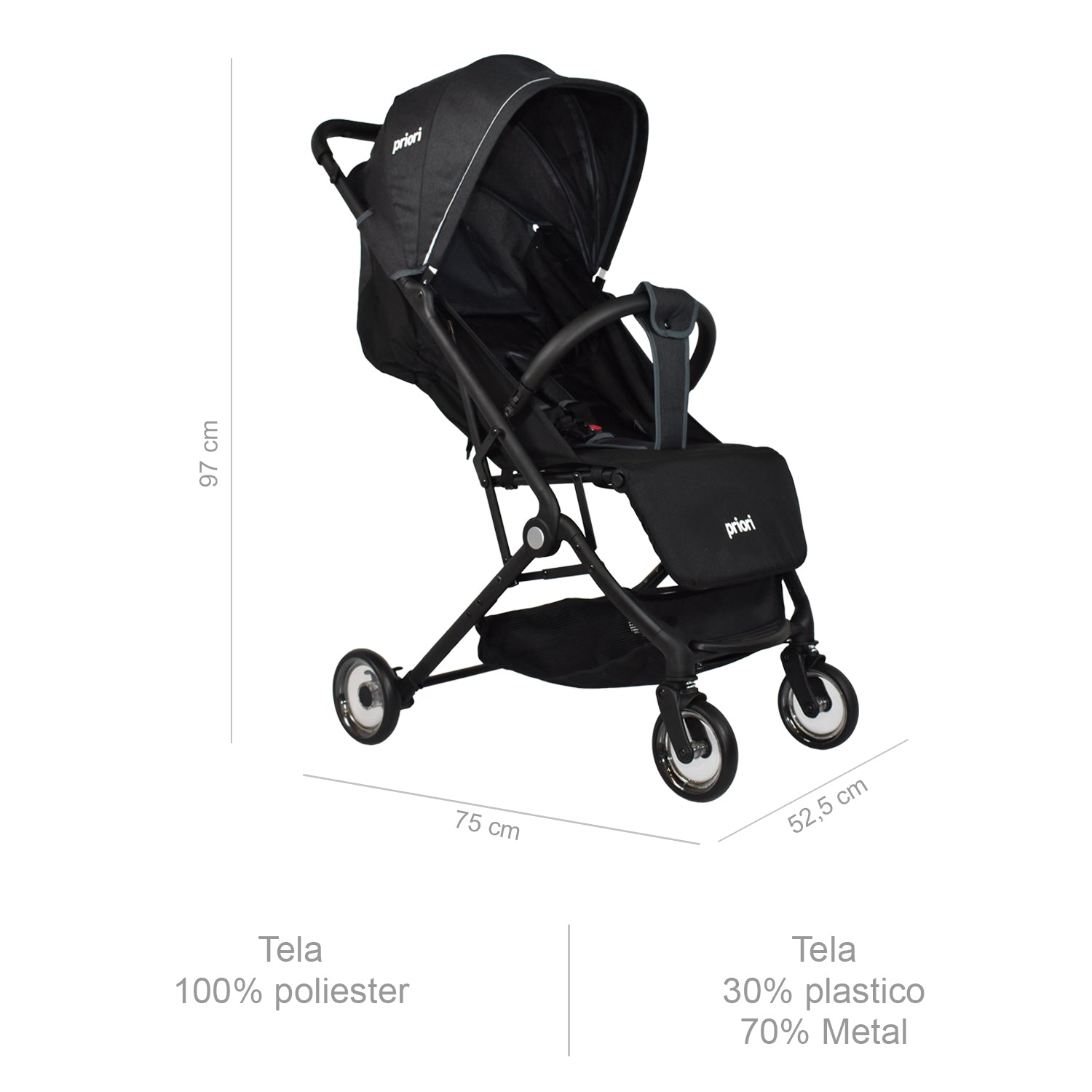 Coche Bebe Priori Compacto Ferrara Gris