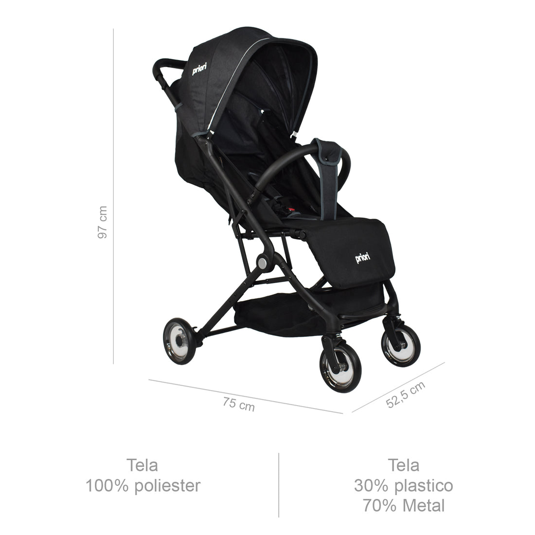 Coche Bebe Priori Compacto Ferrara Gris