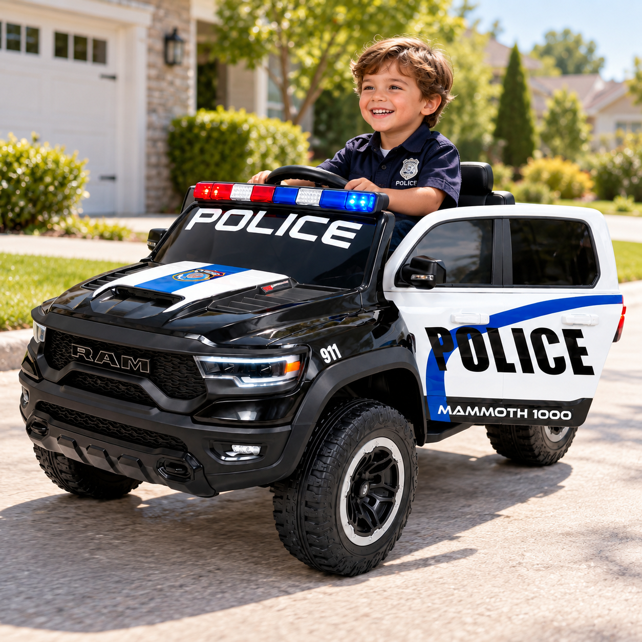 Carro Electrico Niño Niña Montable Police FL3988 12V