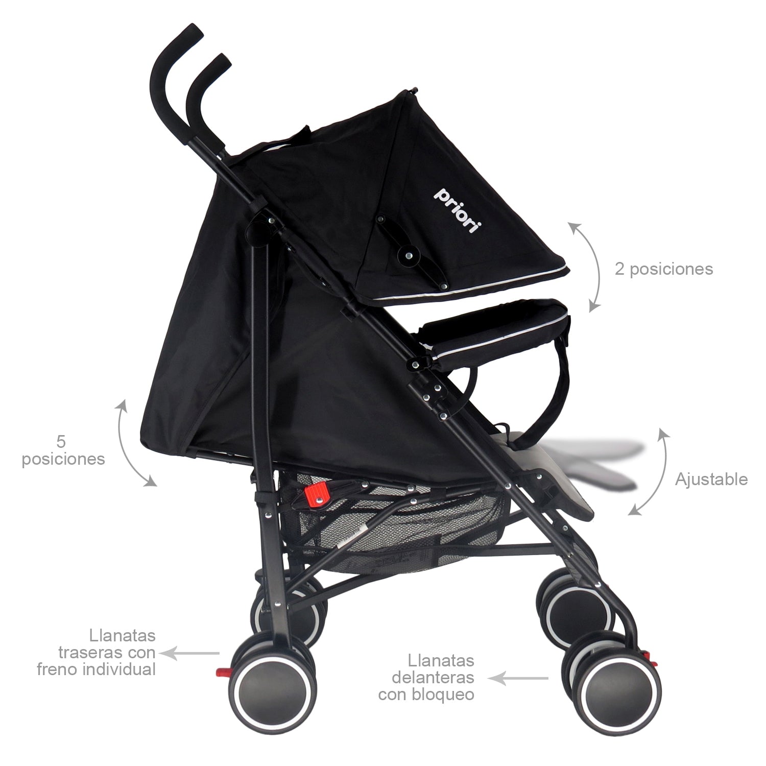Coche Bebe Paseador Priori Véneto Gris