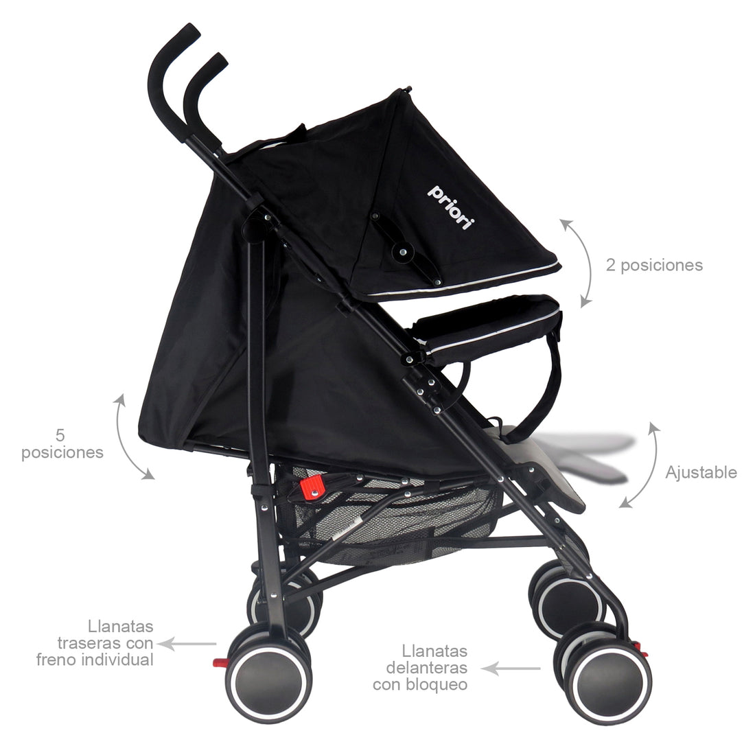 Coche Bebe Paseador Priori Véneto Gris
