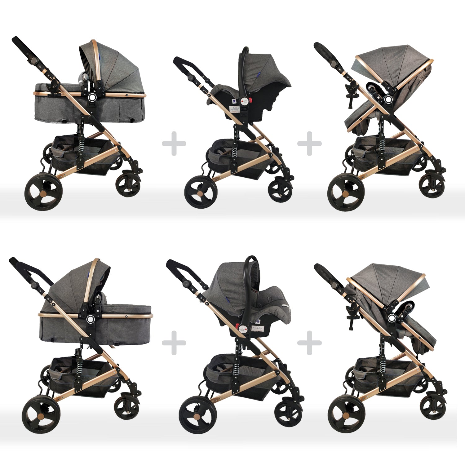 Coche Bebe Travel System Moises Happy Baby Gris Fj