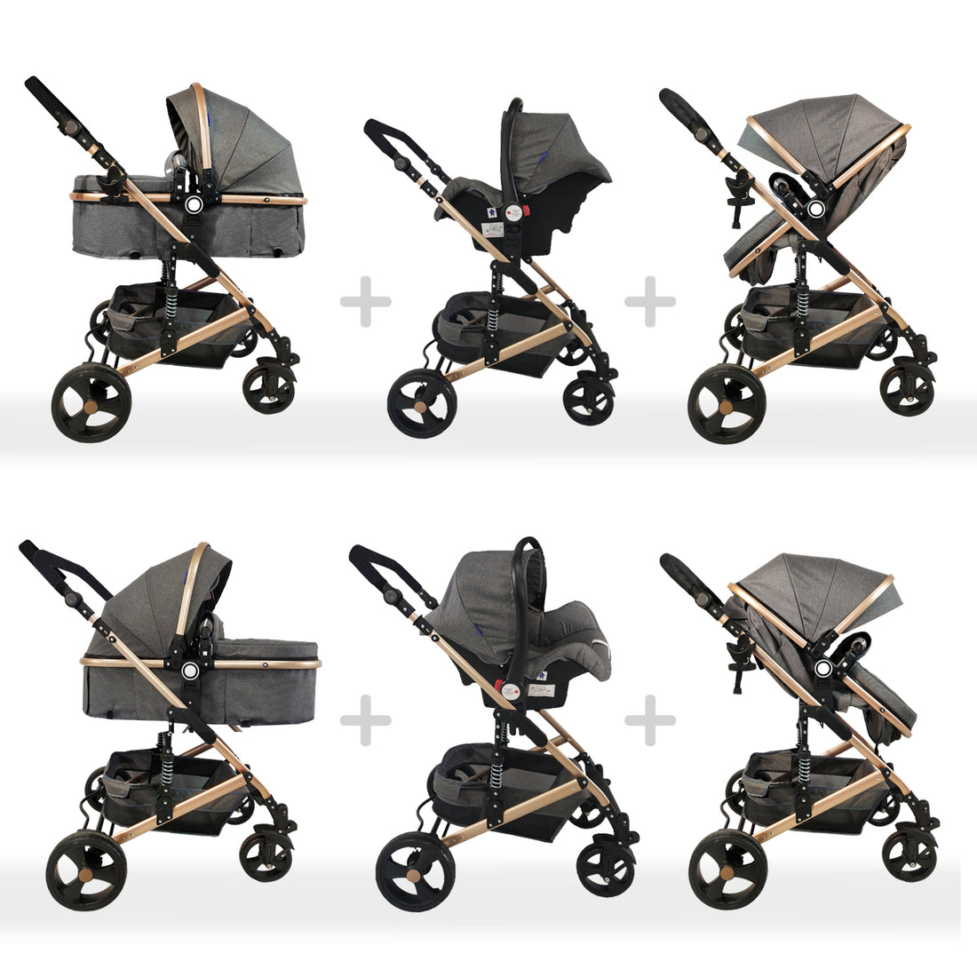 Coche Bebe Travel System Moises Happy Baby Gris Fj