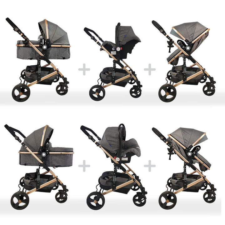 Coche Bebe Travel System Moises Happy Baby Gris Fj
