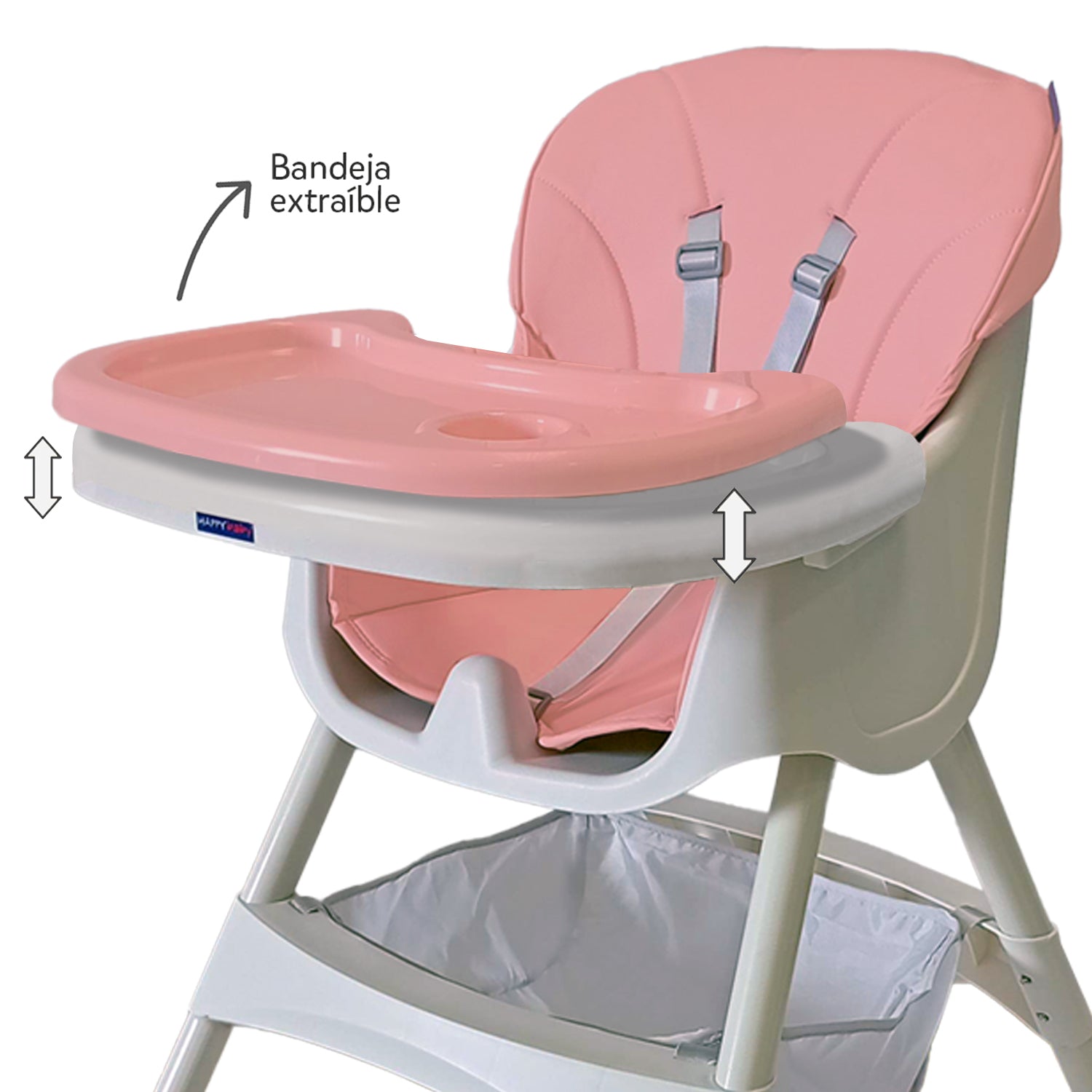 Silla comedor bebe 3en1 Happy Baby York Rosa