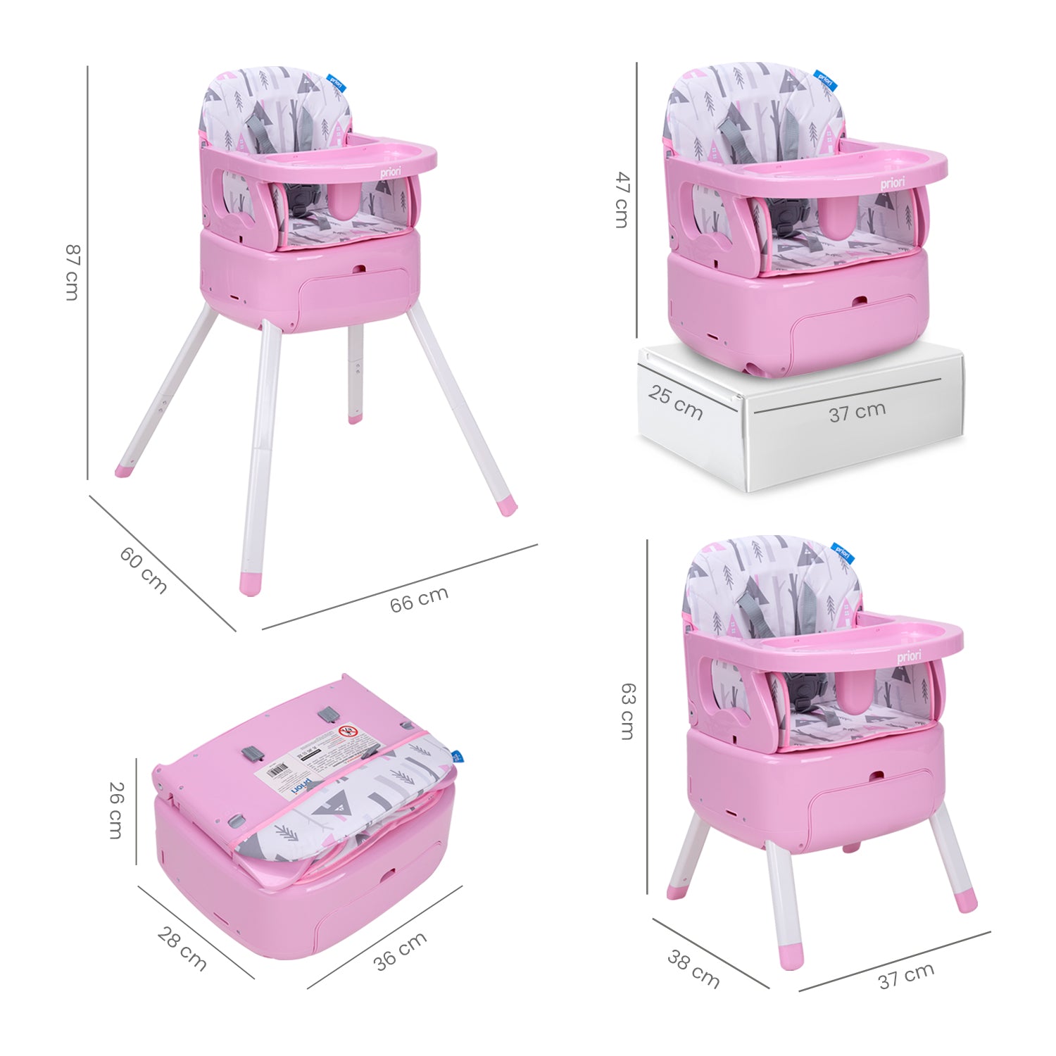 Combo Silla Comedor 3en1 Bony +Vasenilla Bari Priori Rosa