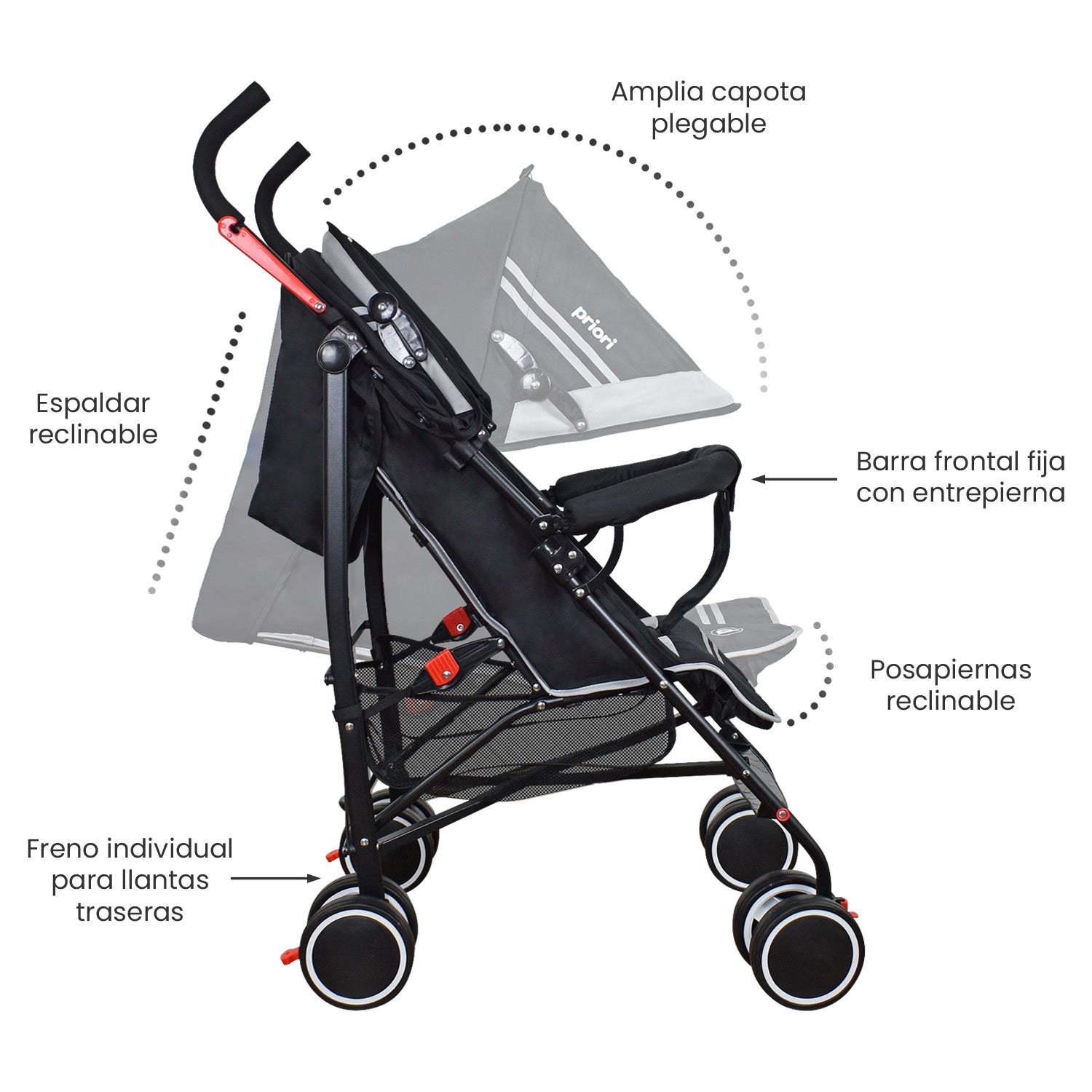 Coche Bebe Paseador Veneto Lyne Priori Negro