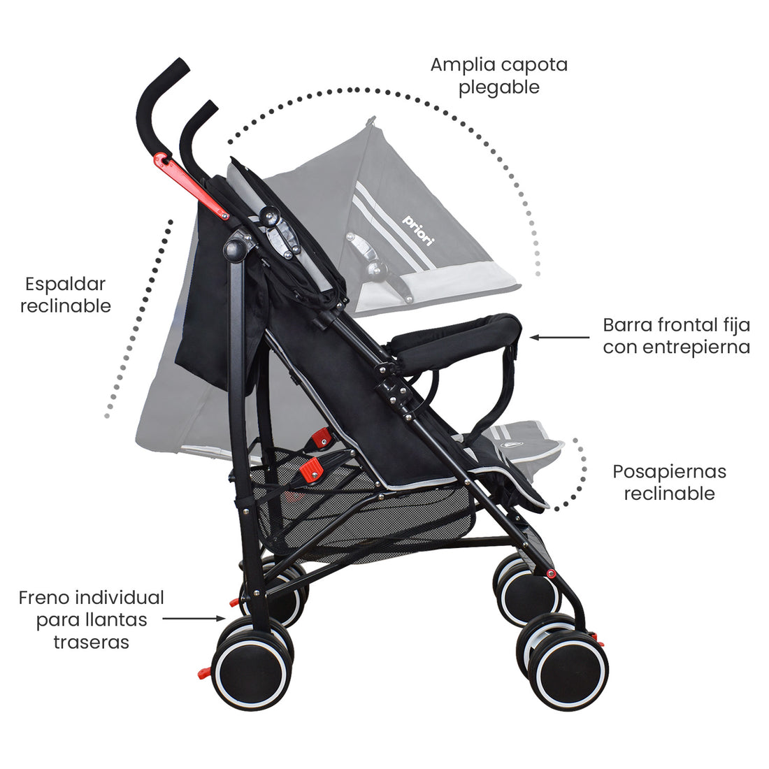 Coche Bebe Paseador Veneto Lyne Priori Negro