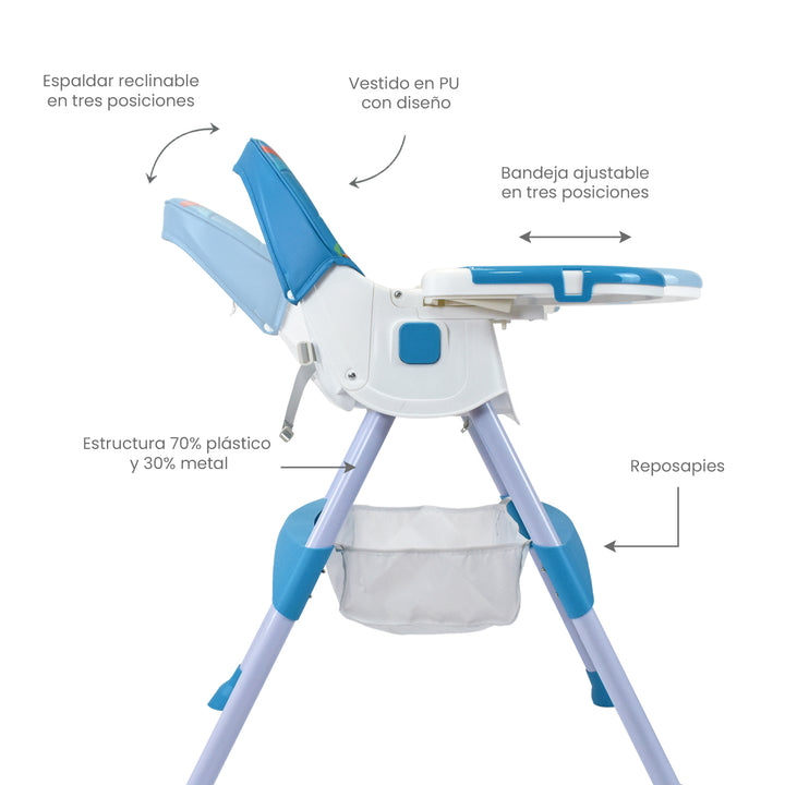 Silla Comedor Bebé 3en1 Happy Baby Bahamas Azul