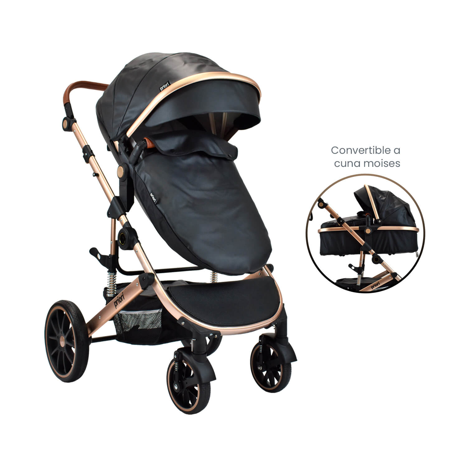 Coche Bebé Moises Milo Priori Negro