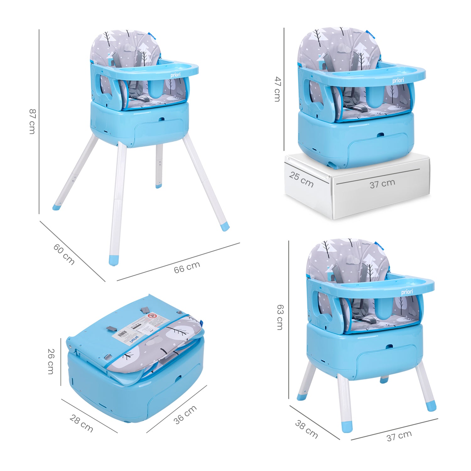 Silla Comedor Bebé 3 en1 Bony Priori Azul