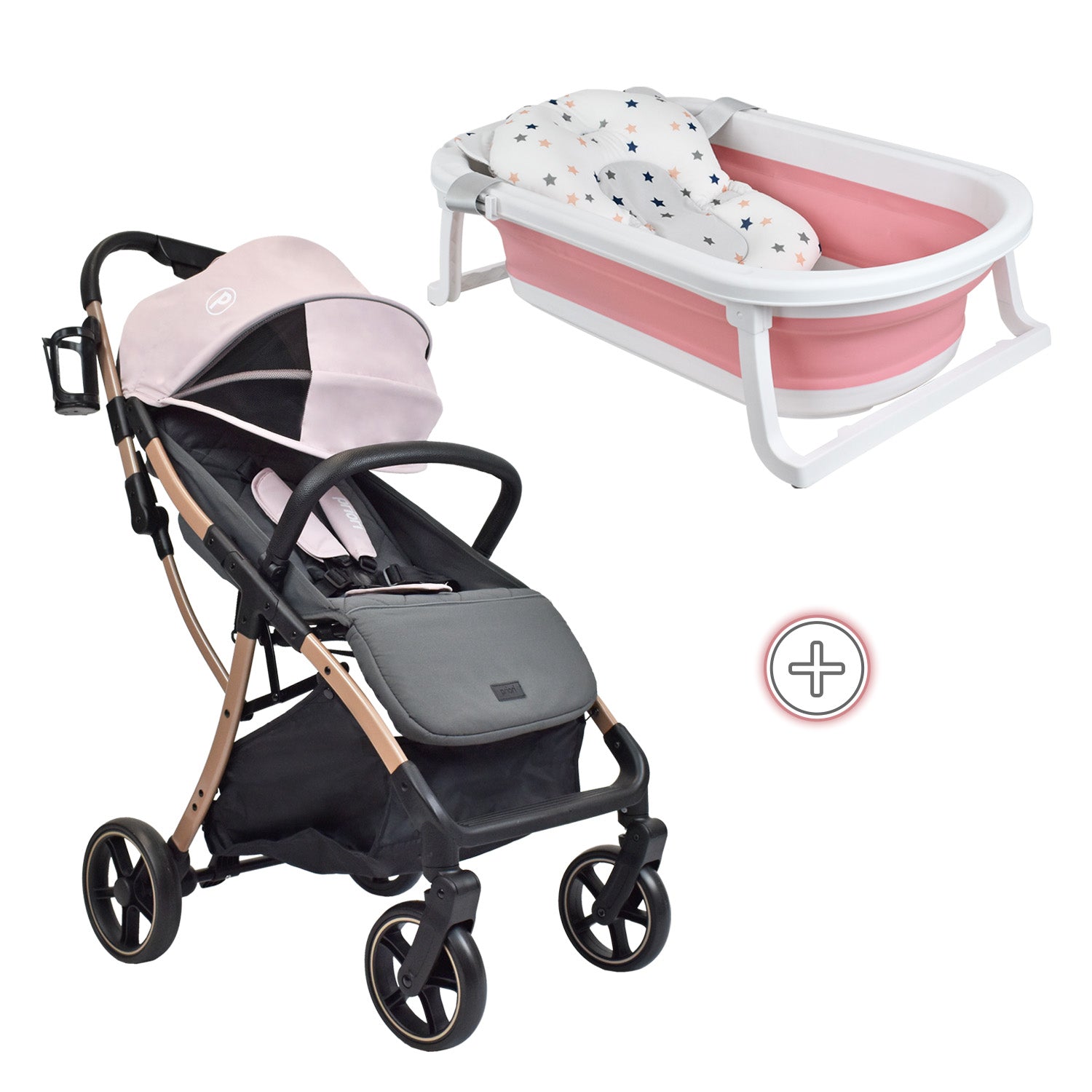 Combo Coche Nova + Bañera Cojín y Termómetro Pol Rosa