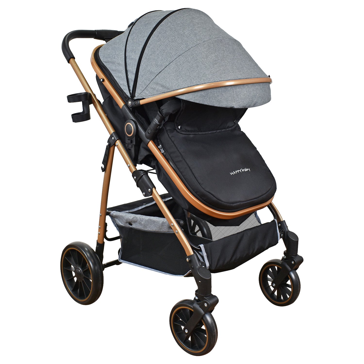 Combo Coche Welly Gris +Cuna Mecedora Miami Gris