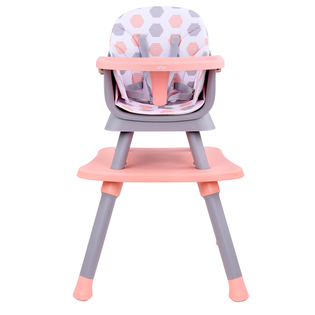 Silla comedor bebe 6en1 Priori Sidney Rosa (Empaque Deteriorado)