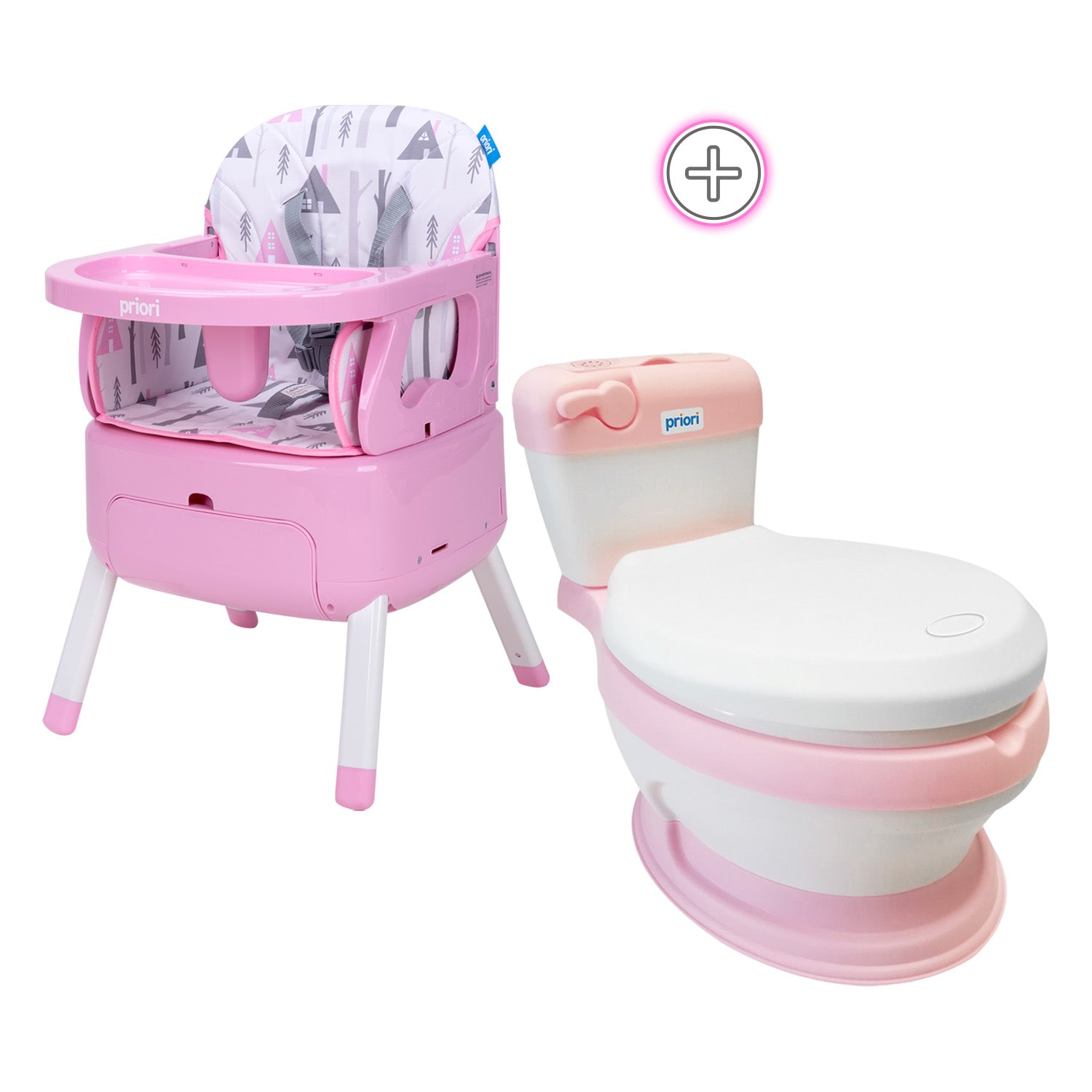 Combo Silla Comedor 3en1 Bony +Vasenilla Bari Priori Rosa