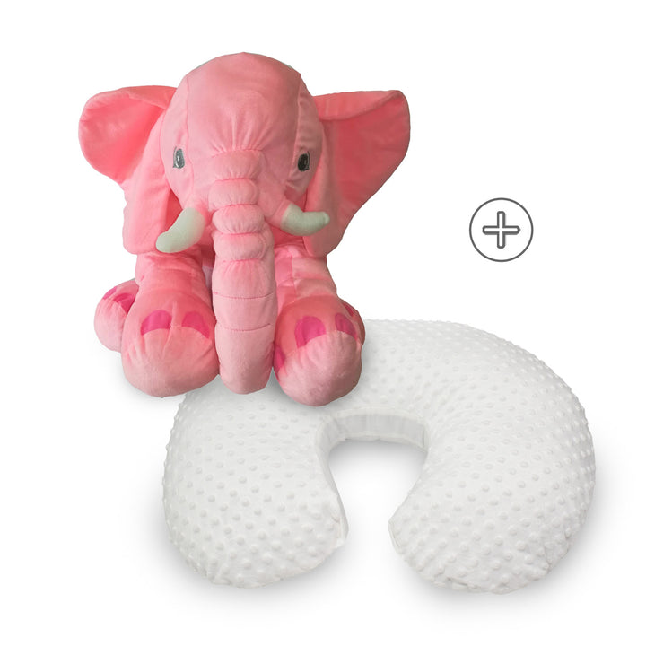 Combo Cojín de Lactancia Inizzi + Peluche Almohada Elefante Rosa