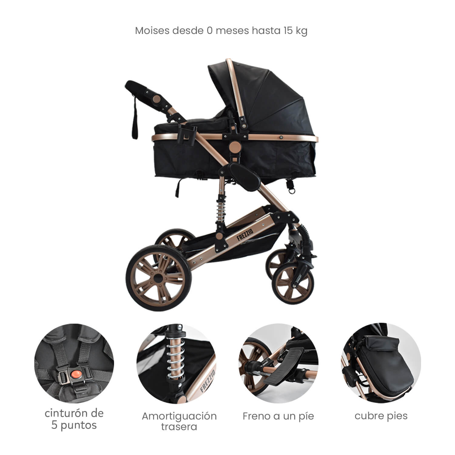 Coche Bebe Moises 4 en 1 Frezzio Priori Negro