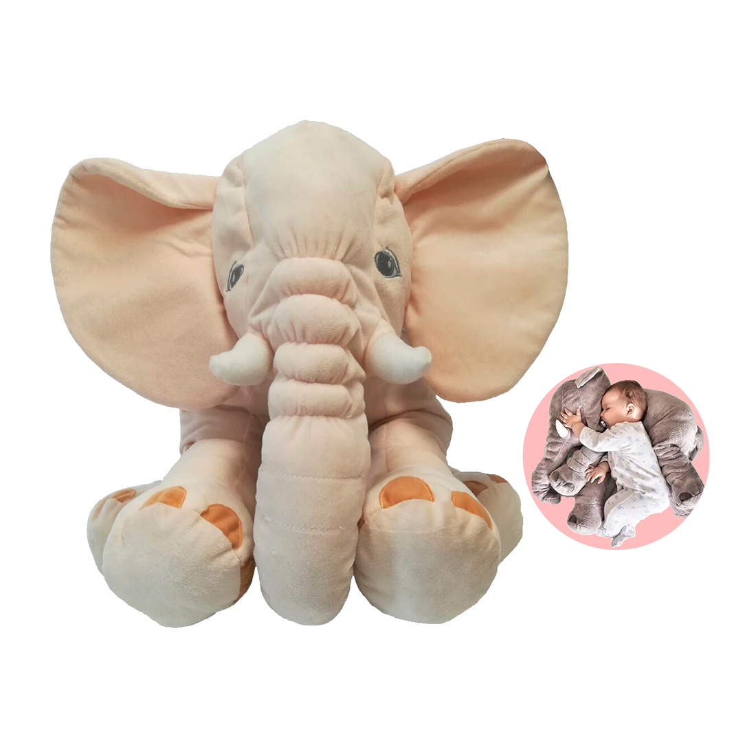 Combo Cojín de Lactancia Inizzi + Peluche Almohada Elefante Beige