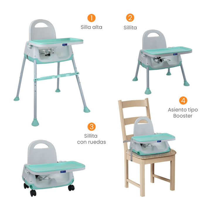 Silla Comedor Bebé 4en1 Navi Happy Baby Verde