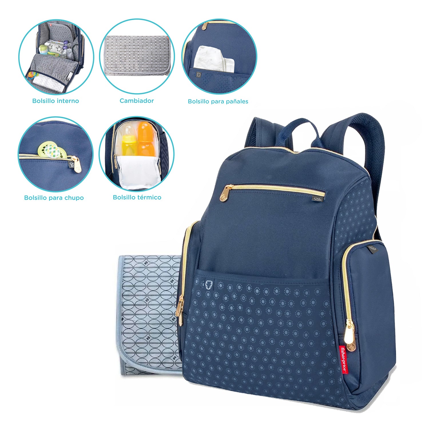 Pañalera Morral Bebe Fisher Price DFP9003 Azul