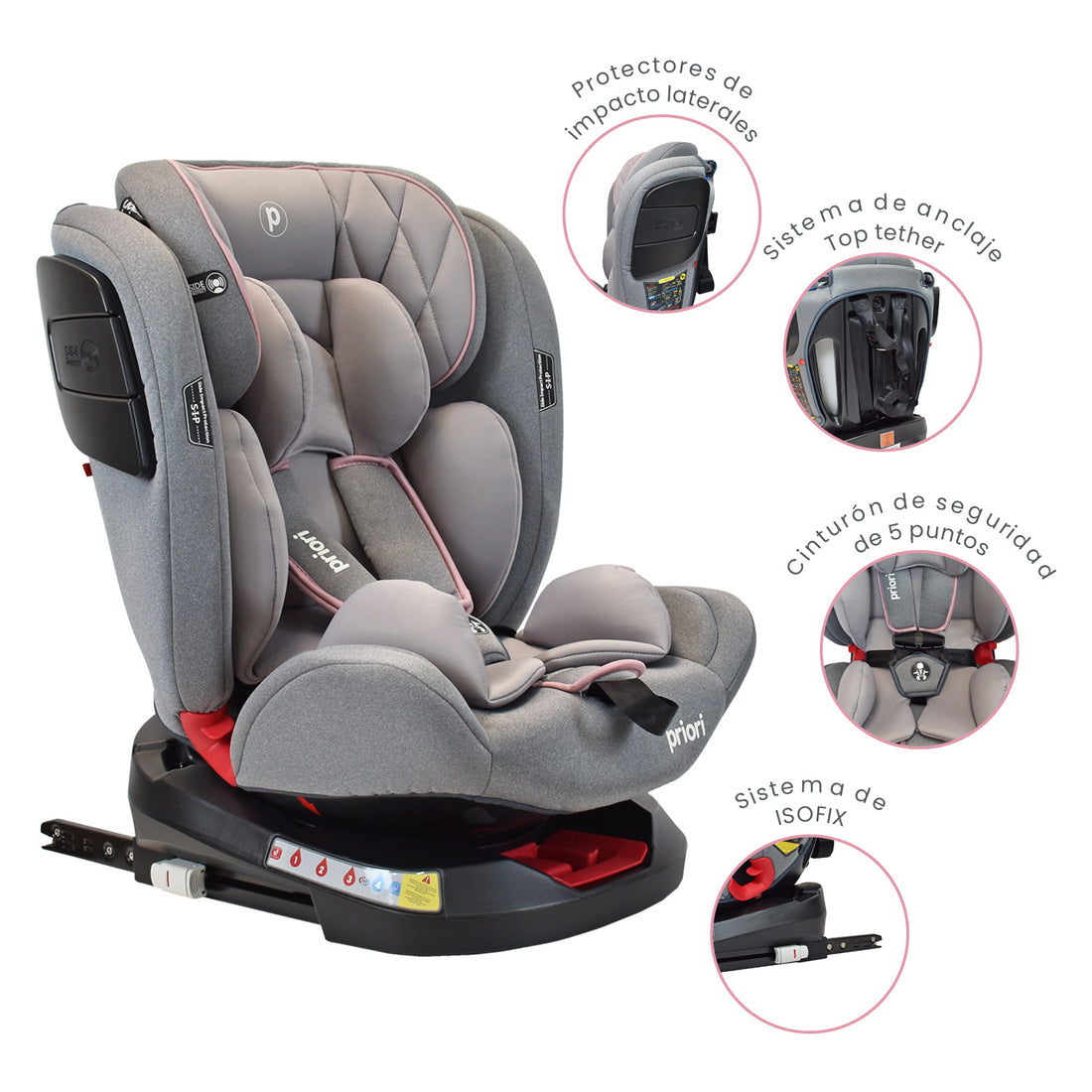 Silla De Carro Bebe Twist Con Isofix Rosado  Priori