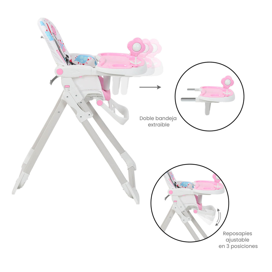 Silla Comedor Premium Baby Monaco Rosa