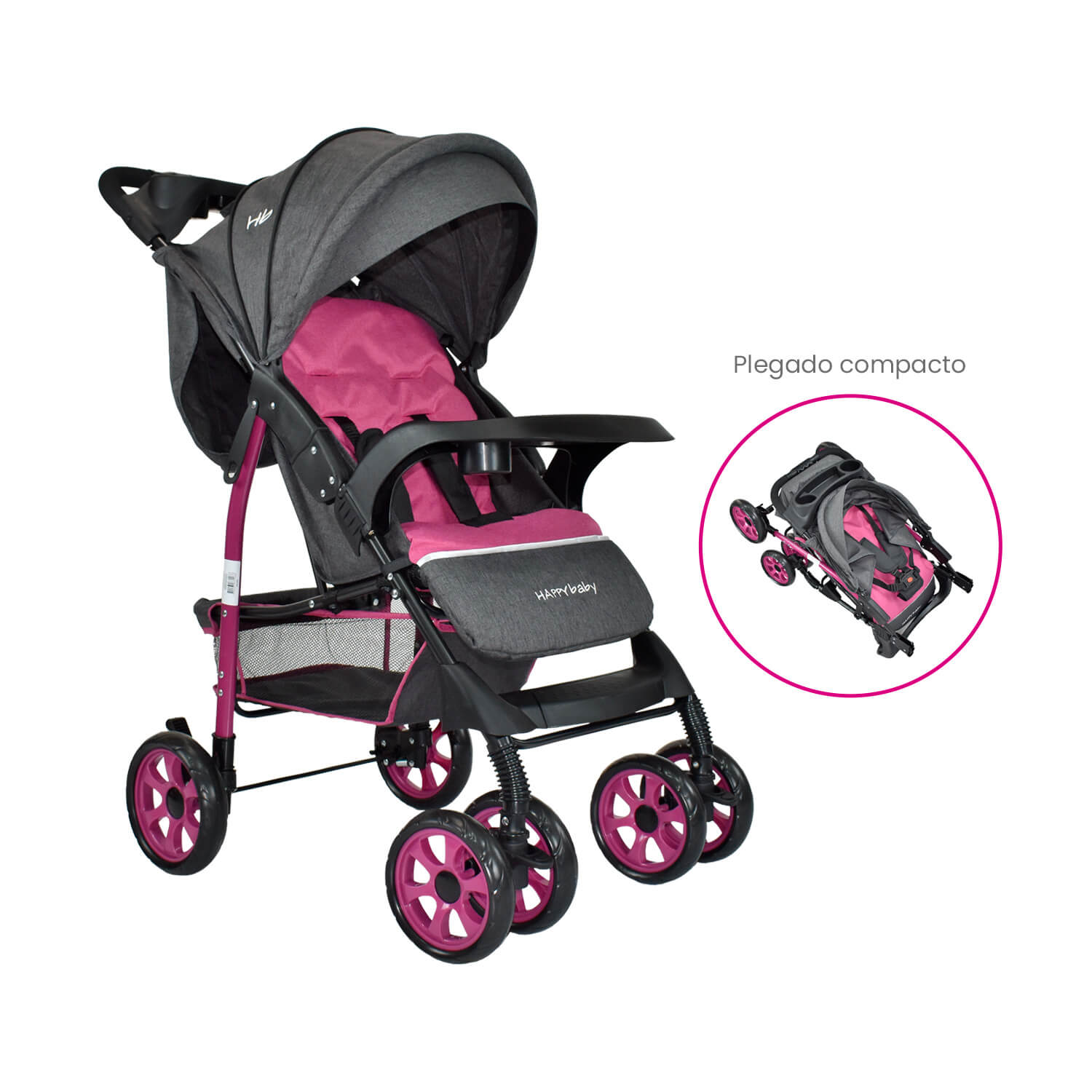 Coche Bebe Happy Baby Klaus Rosa