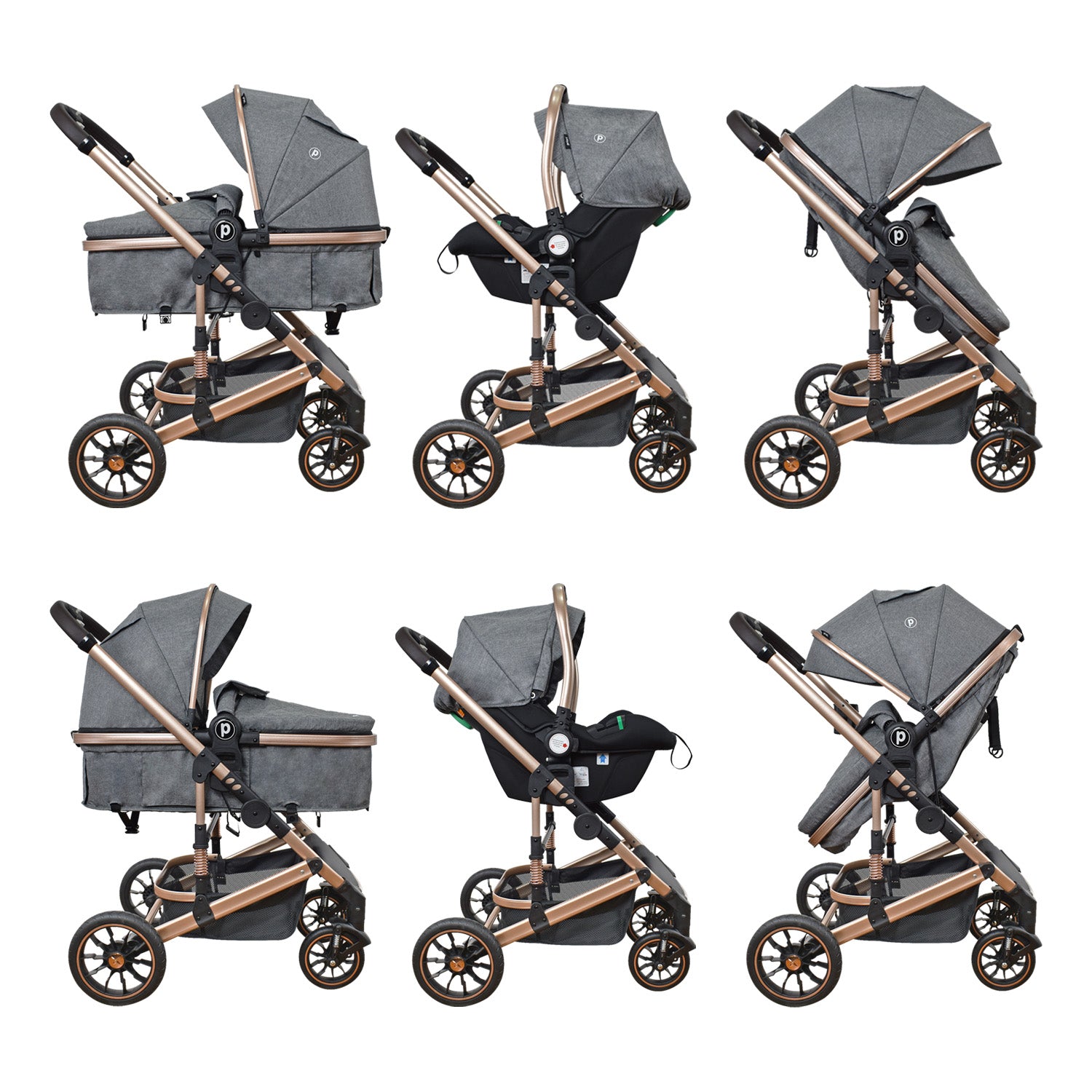 Coche Bebe 4 en 1 Travel System Cris Priori Gris