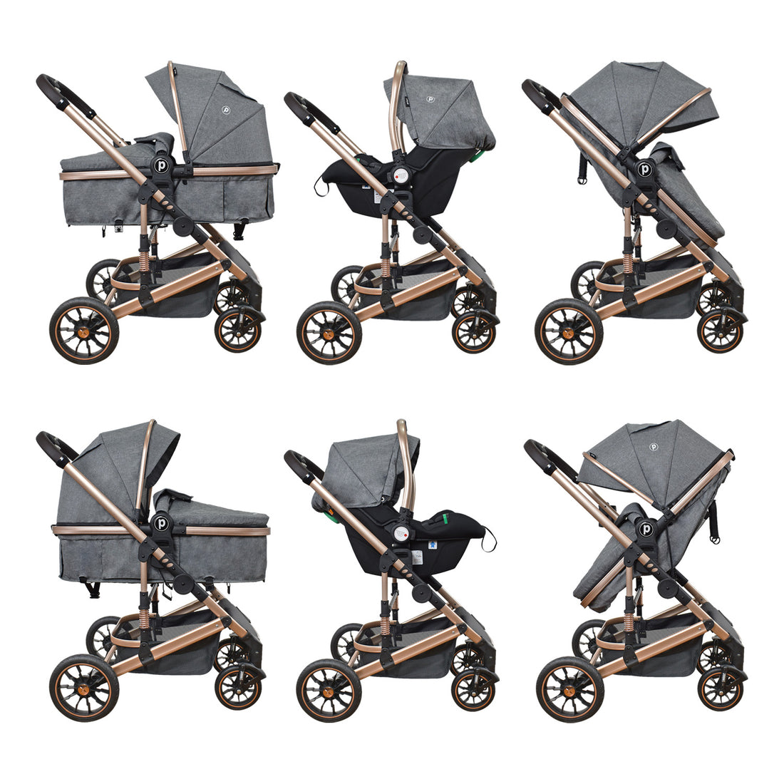 Coche Bebe 4 en 1 Travel System Cris Priori Gris