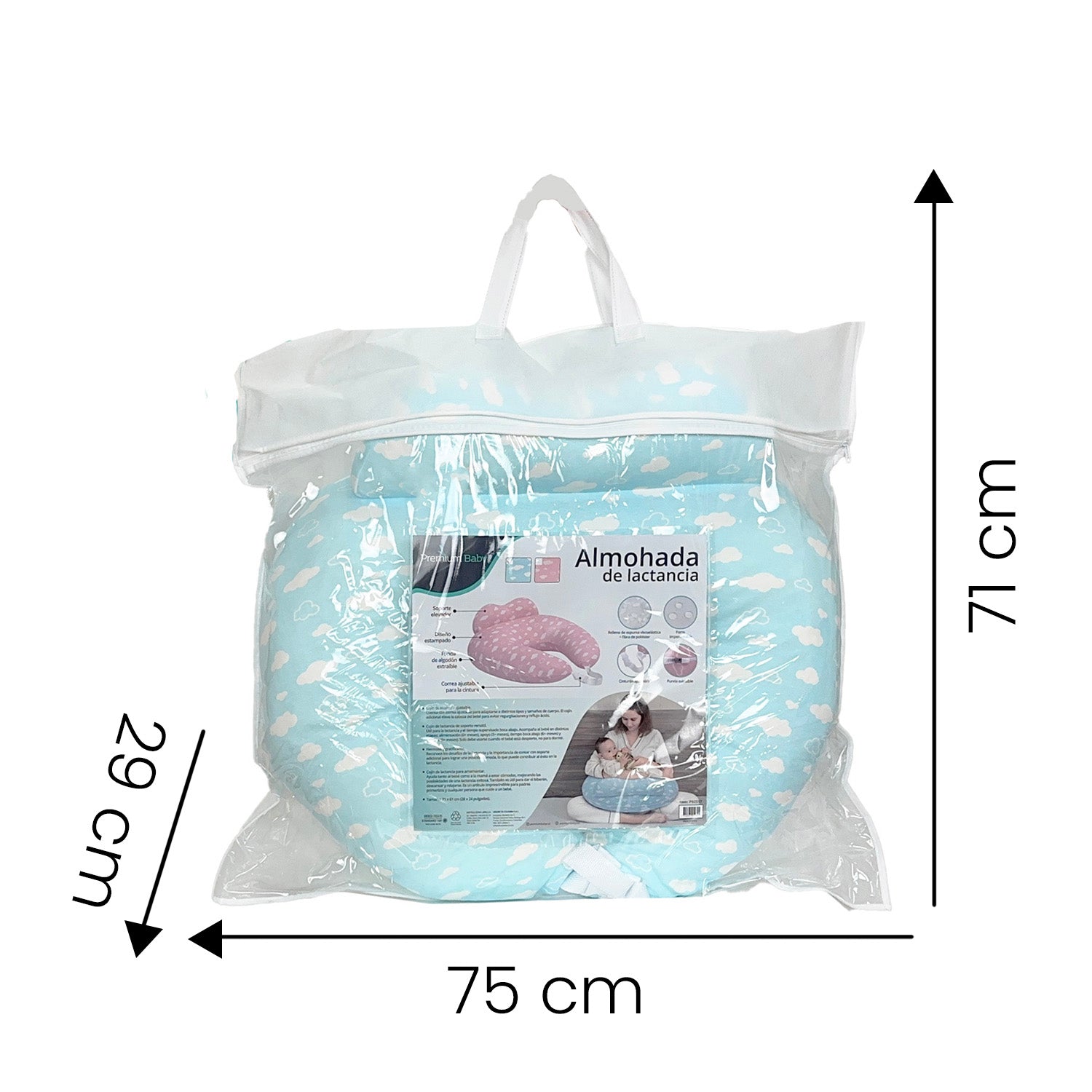 Almohada de lactancia Azul Premium Baby PB2517