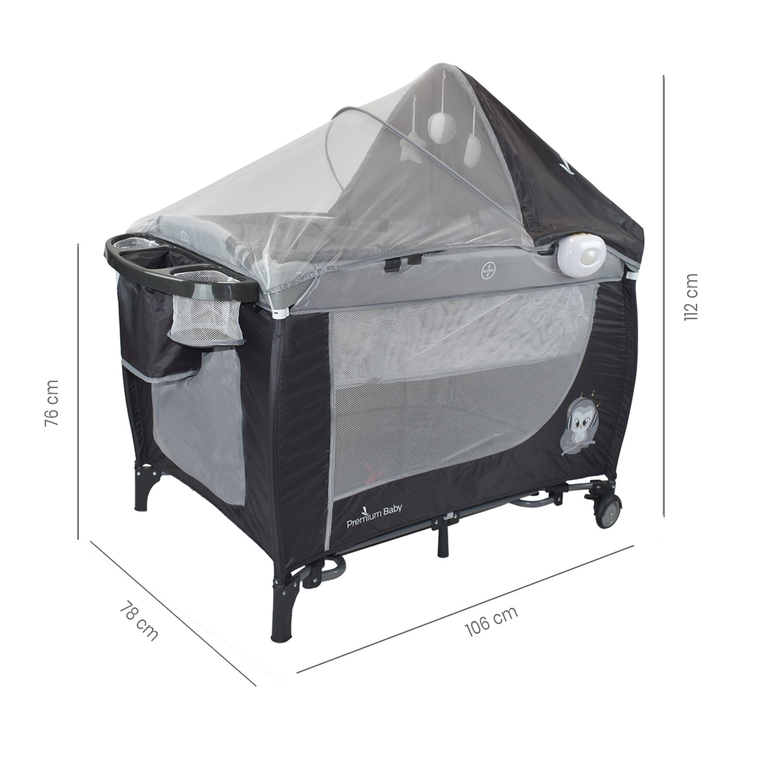 Combo Bebé Coche Frezzio + Cuna Mecedora Nápoles Gris