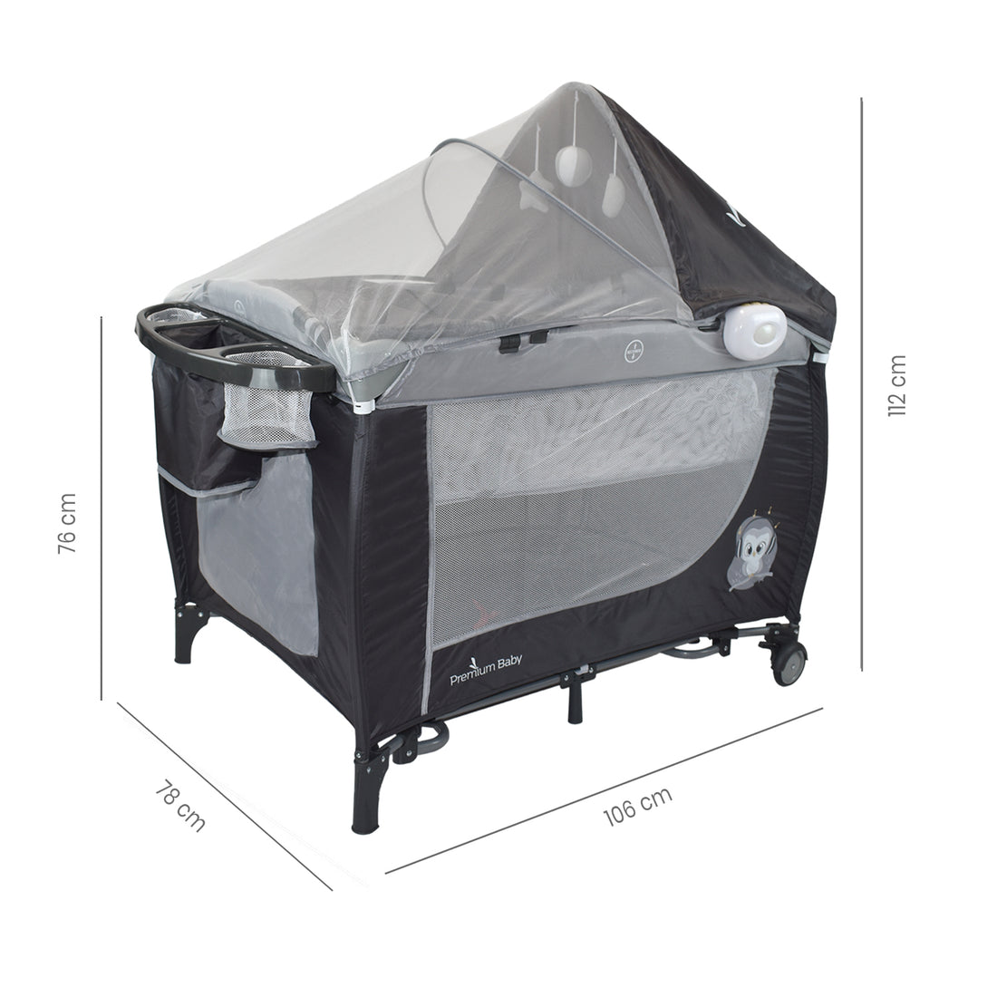 Combo Bebé Coche Frezzio + Cuna Mecedora Nápoles Gris