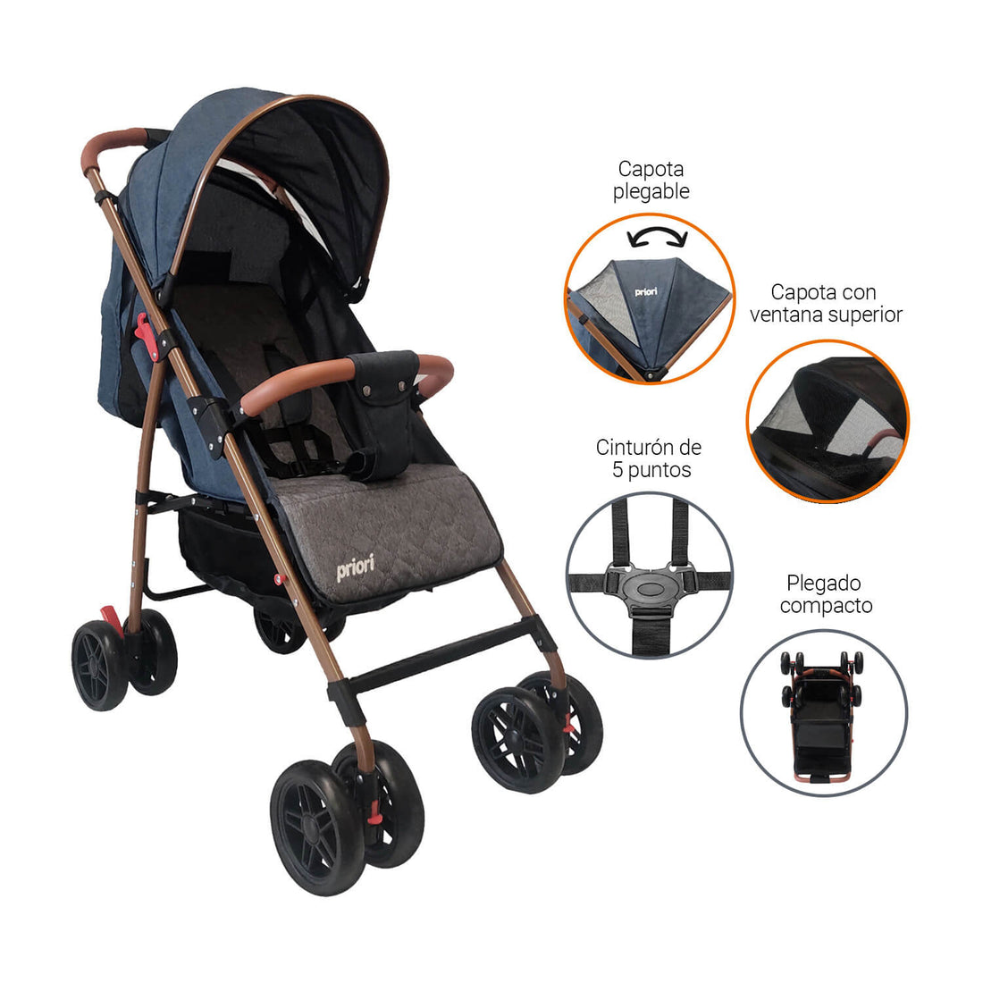 Coche Bebe Paseador Priori Park Azul