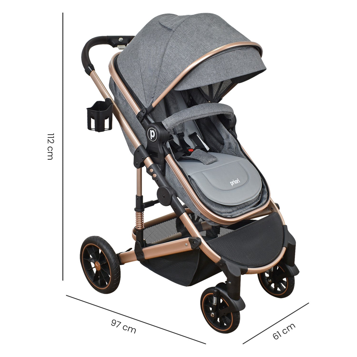 Coche Bebe 4 en 1 Travel System Cris Priori Gris