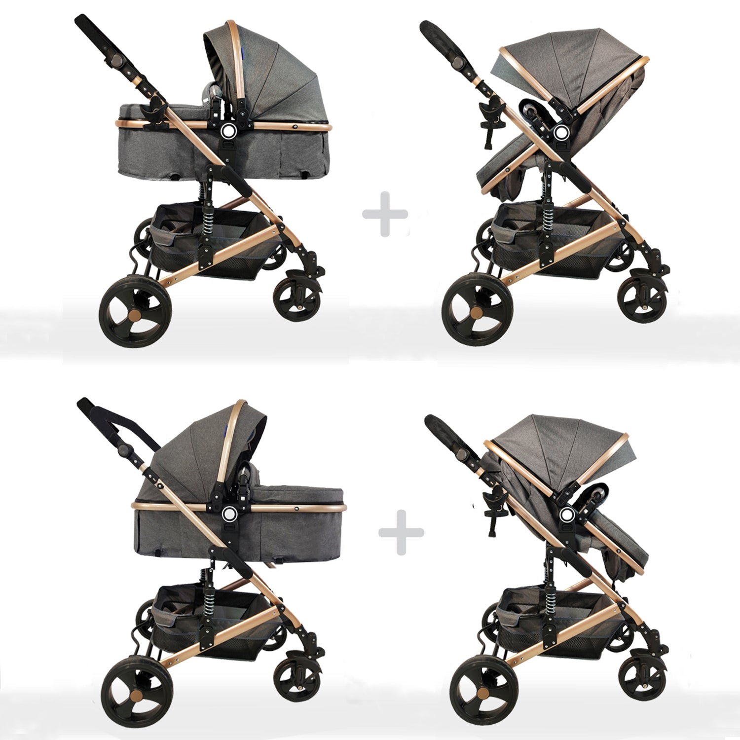 Coche Bebe Moises Happy Baby Gris Fj