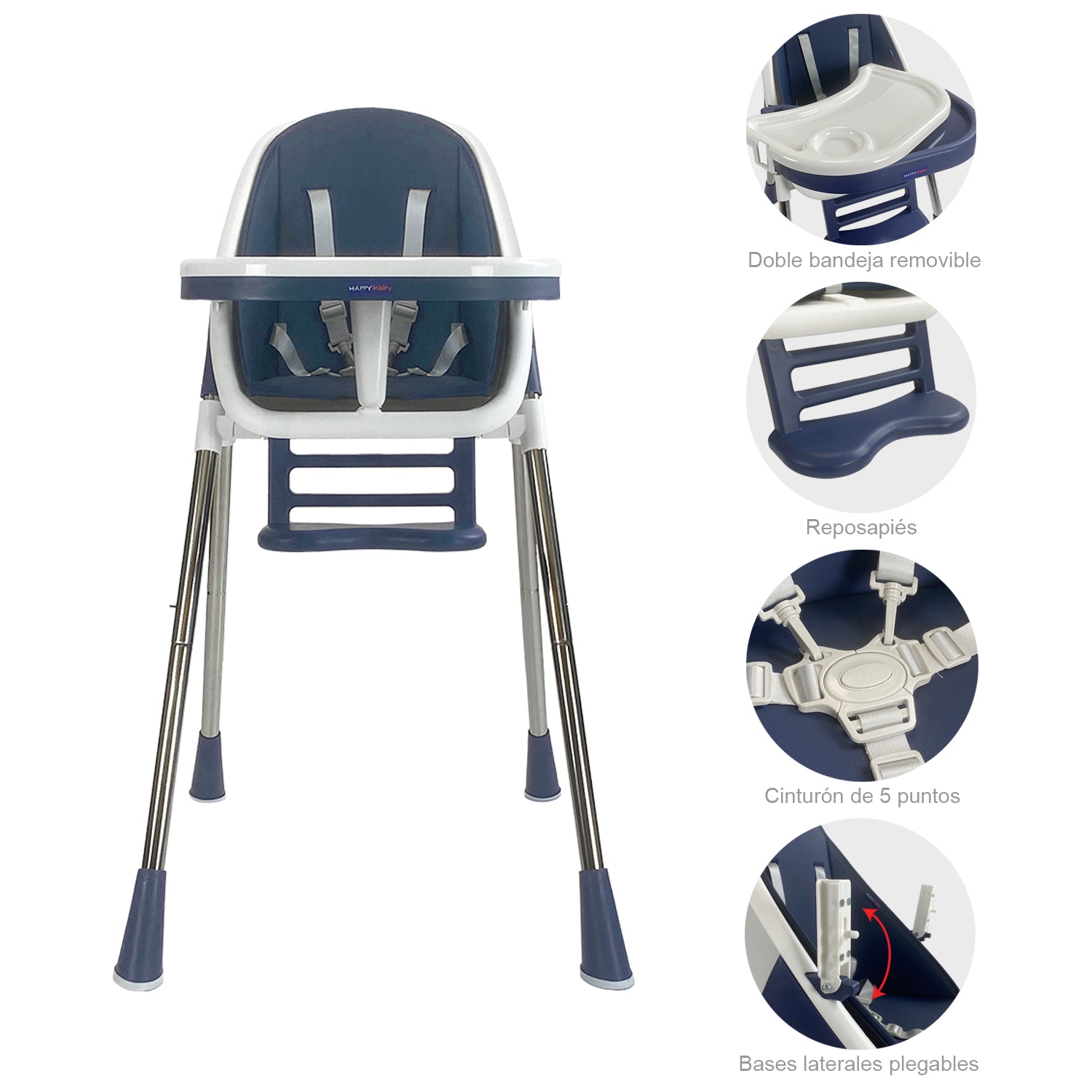 Silla comedor bebe 2en1 Happy Baby Nepal Azul