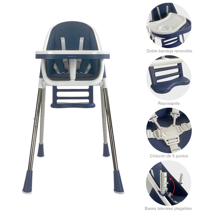 Silla comedor bebe 2en1 Happy Baby Nepal Azul