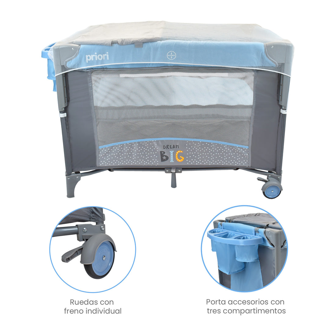 Combo Cuna Colecho Avanti + Paseador Park Priori Azul