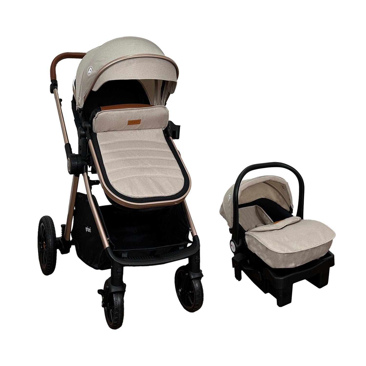 Coche Bebe Travel System Snow Priori Beige