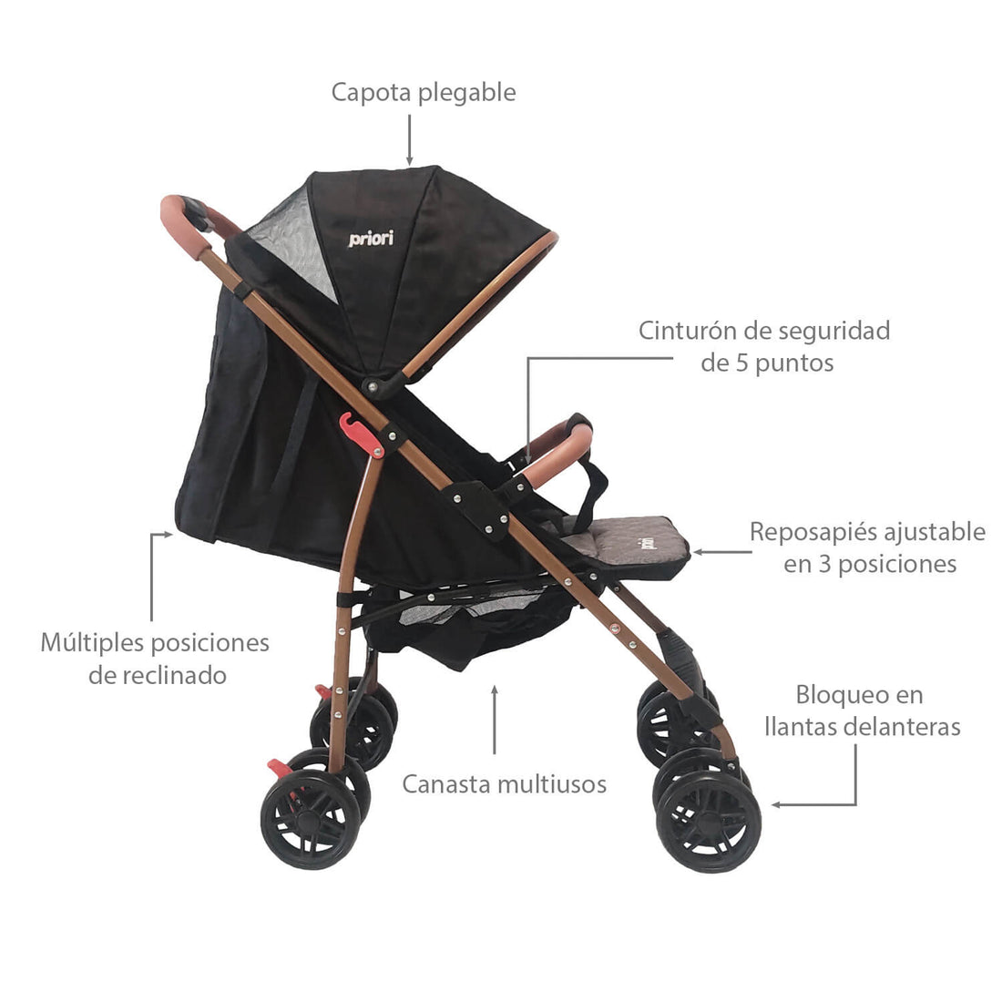 Coche Bebe Paseador Priori Park Negro
