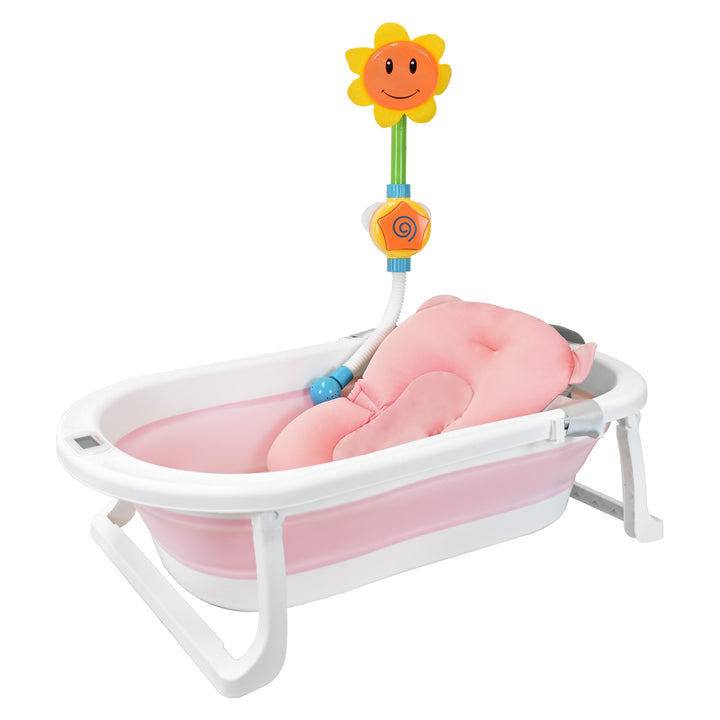Bañera Bebé Happy Baby Con Cojín Y Termómetro Hawai Plus Rosa